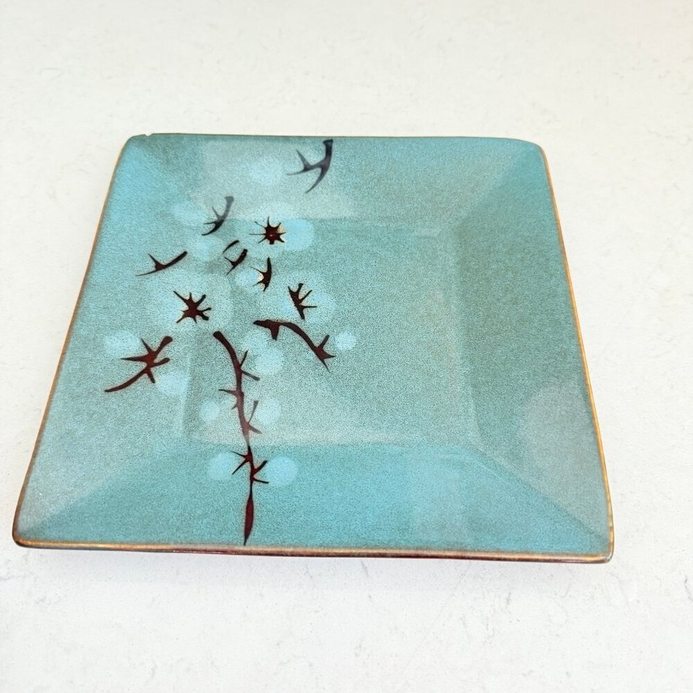 Pier 1‎ Tranquil Cherry Blossom Blue Square Stoneware Side Plate